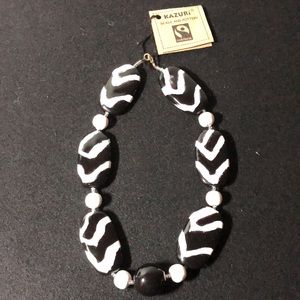 Kazuri Kenyan Beaded Beautiful Black Pearl Handmade Necklace